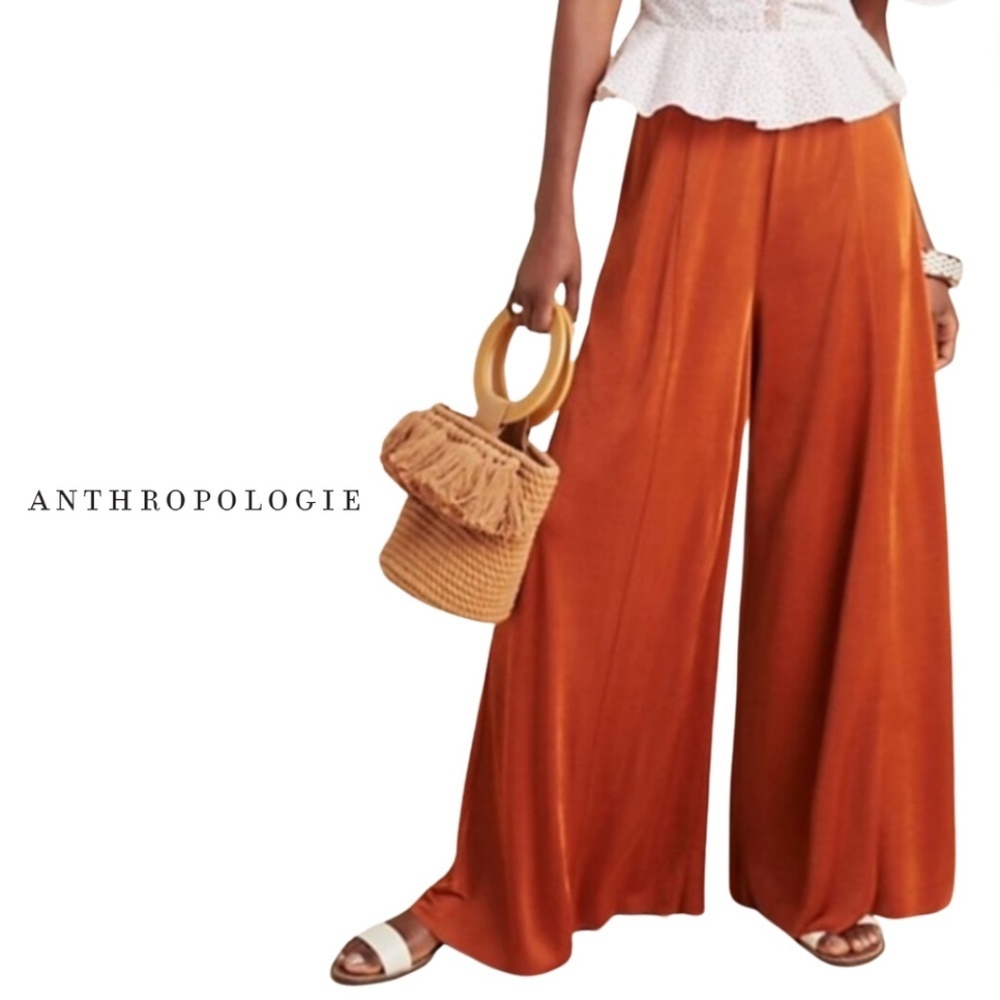 Anthropologie Maeve Wide Leg Rust Orange Palazzo Pants - XS